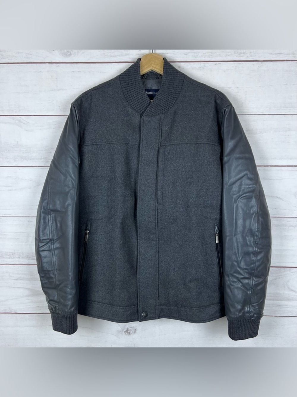 Zegna Sport Wool Thermore Bomber Jacket Gray Size Mens Medium